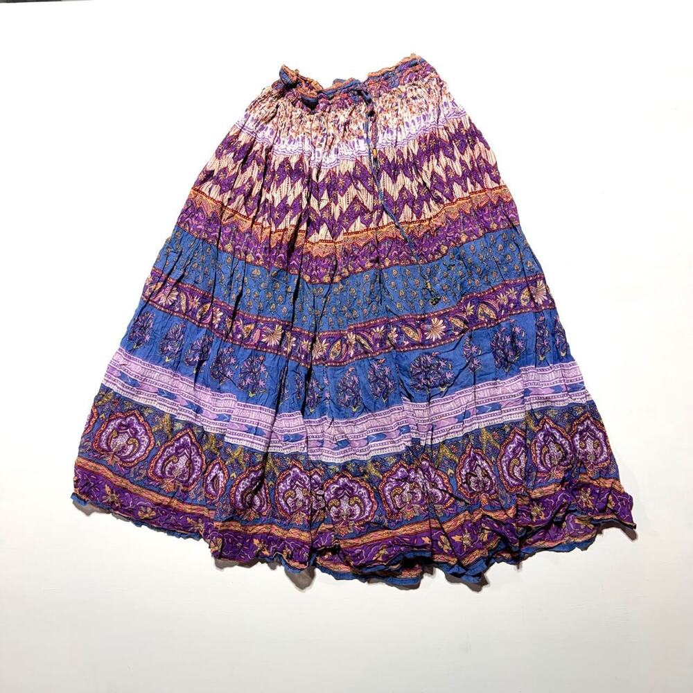 Vintage eMueux Tiered Patchwork Maxi Skirt
